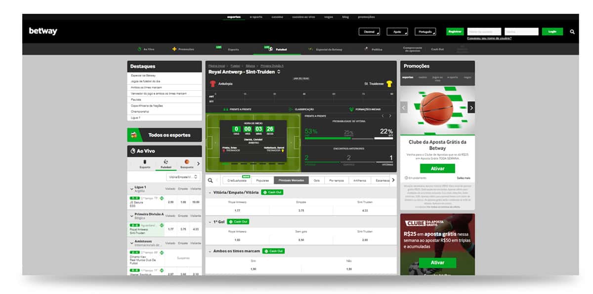 Exibição de apostas ao vivo betway