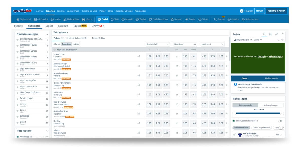 Sportingbet odds representation