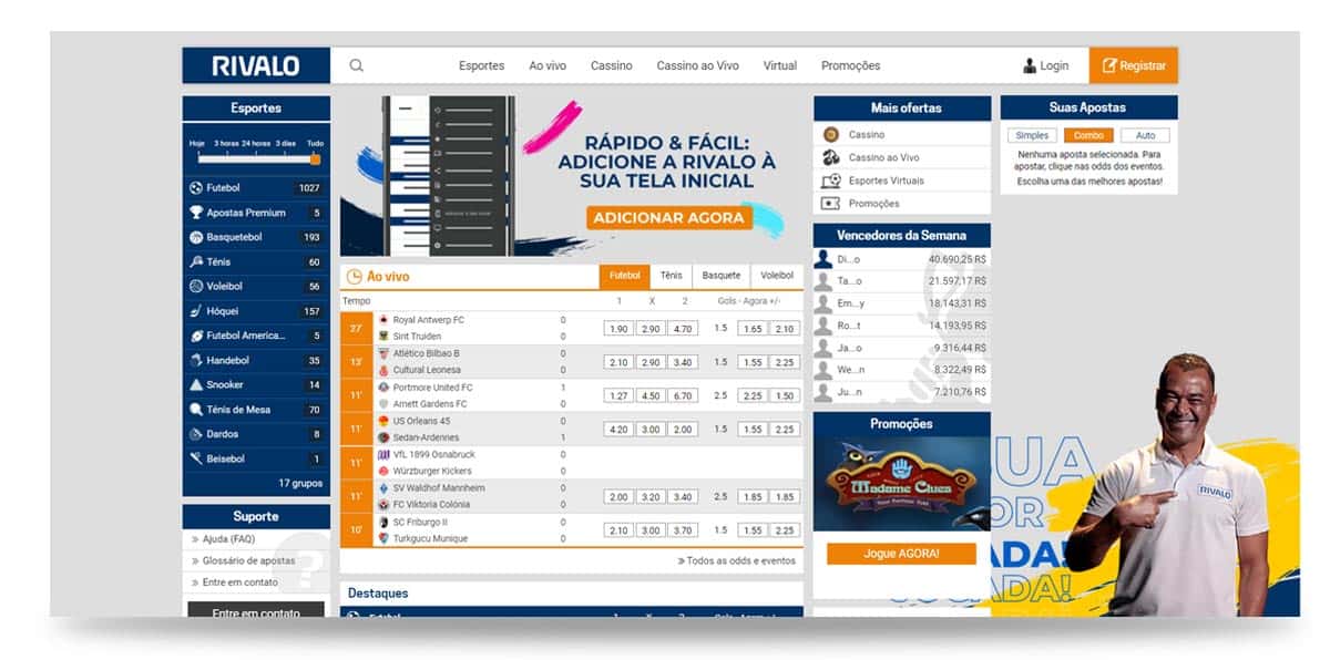 página inicial da rivalo